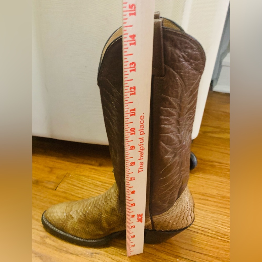Vintage Nocona Brown and Tan Genuine Snakeskin Ladies Cowboy Boots SZ 7M! - Picture 11 of 11